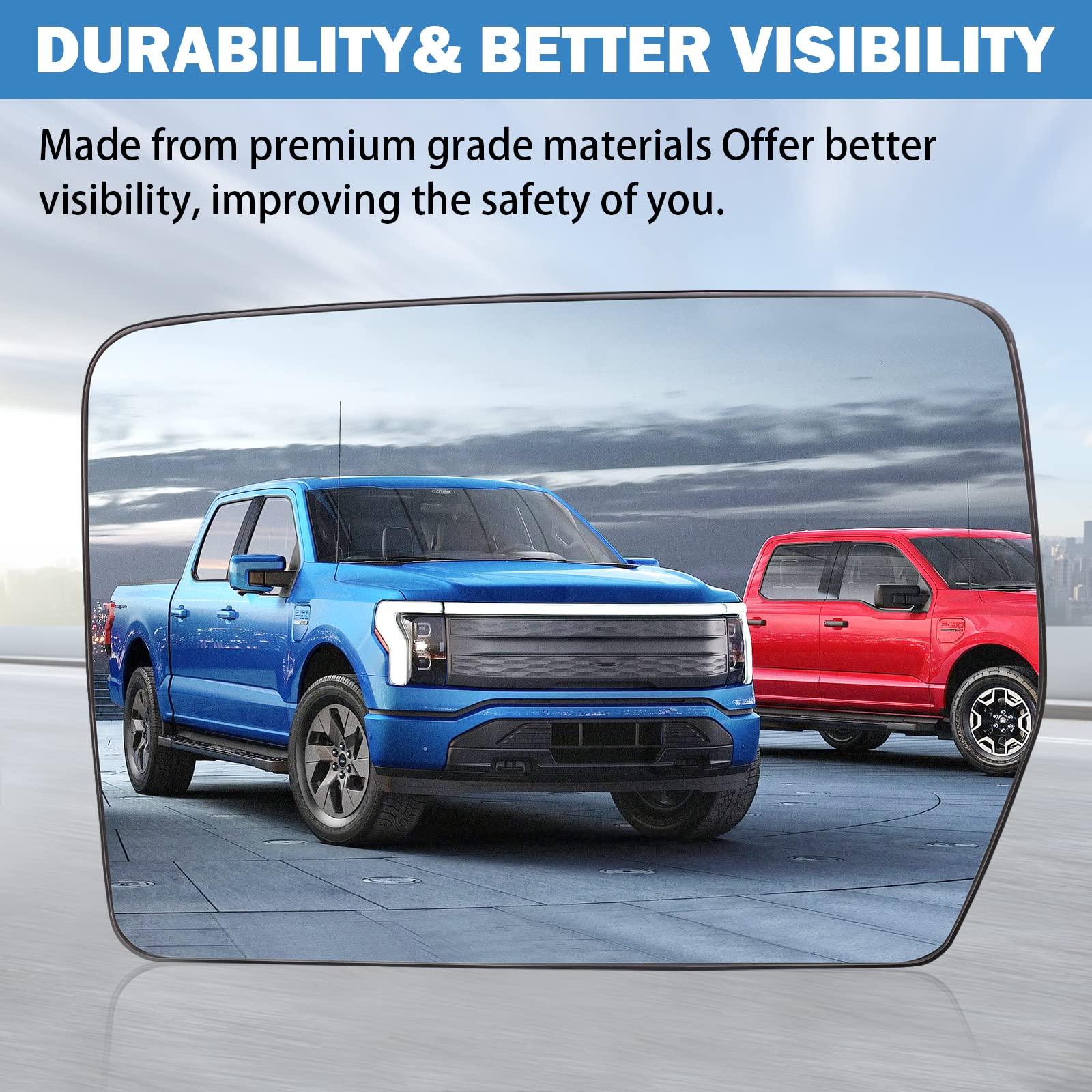 Yikesai convex mirror glass Ford F-150 left side assembly