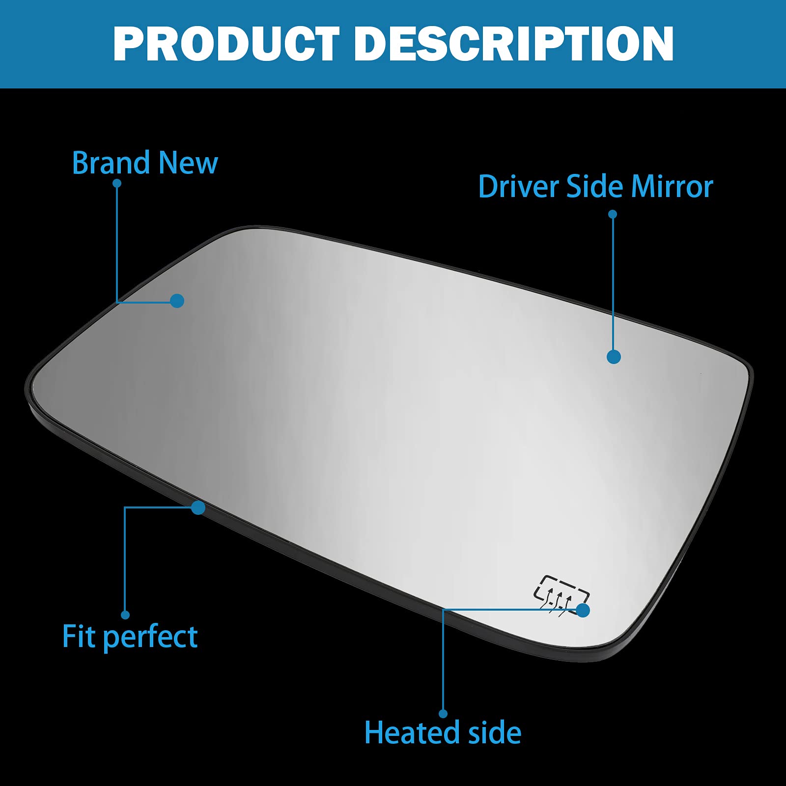 Yikesai direct-fit heated mirror glass for simple Ram install