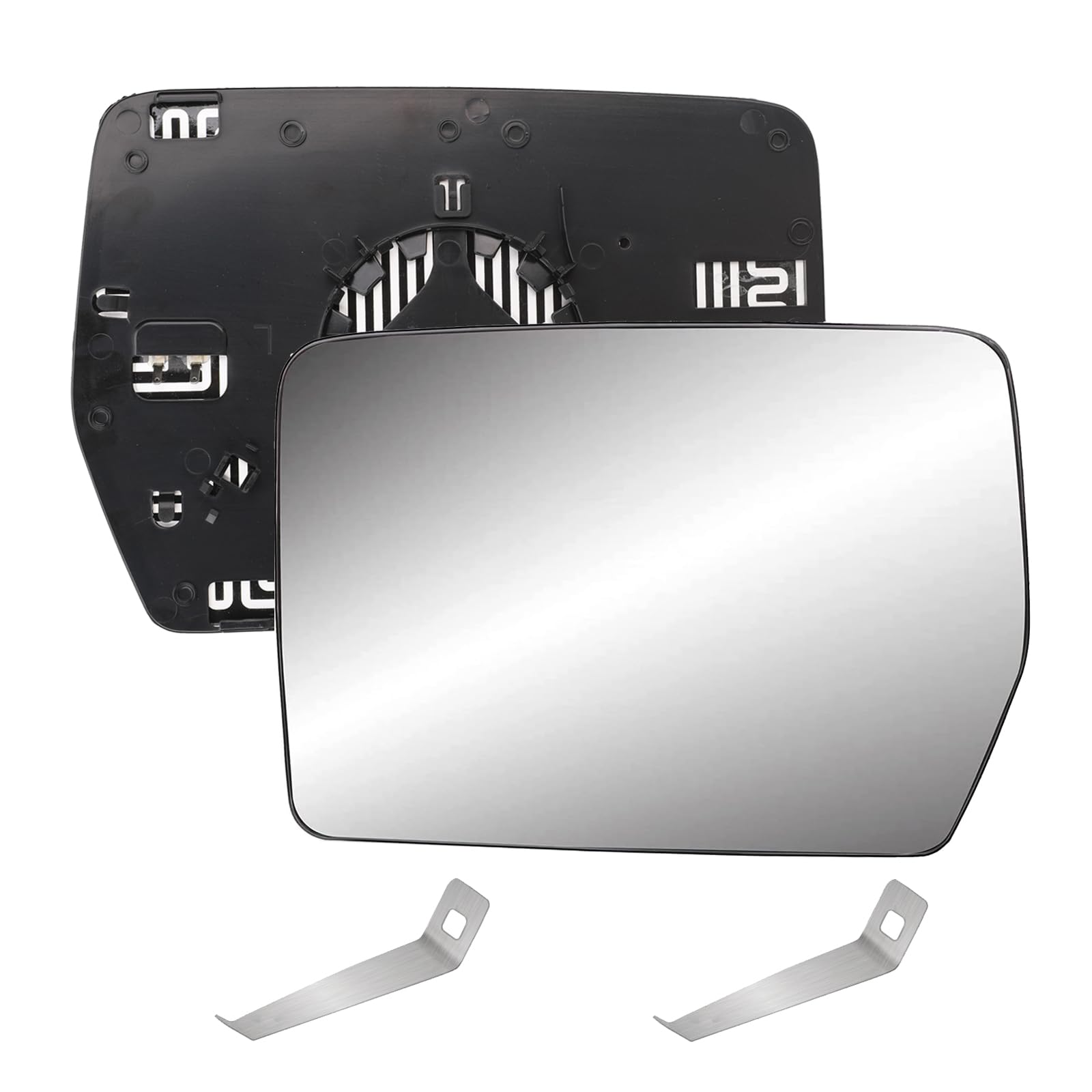 Yikesai driver left side heated mirror glass for Ford F-150 showing closeup for ice-free visibility