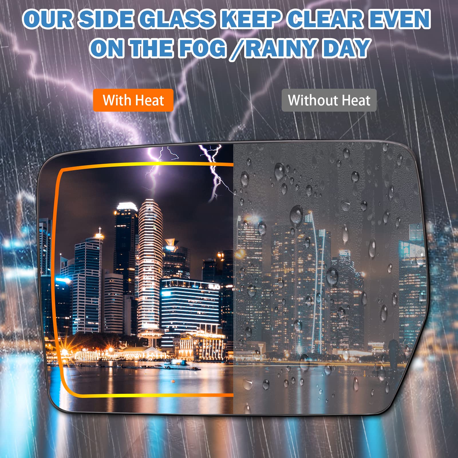 Yikesai front view of mirror glass on Ford F-150 2004-2014