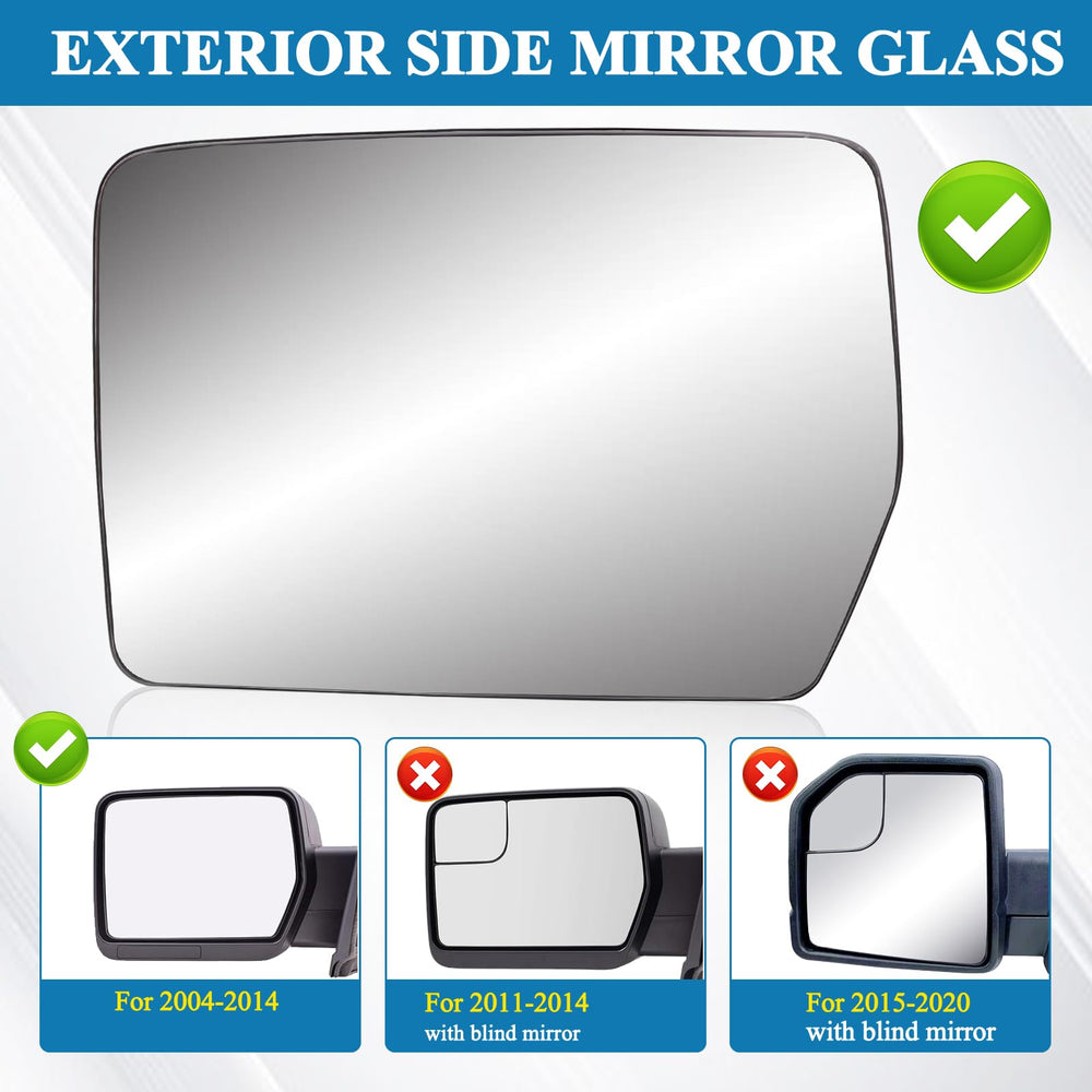 Yikesai heated mirror glass for Ford F-150 left side assembly