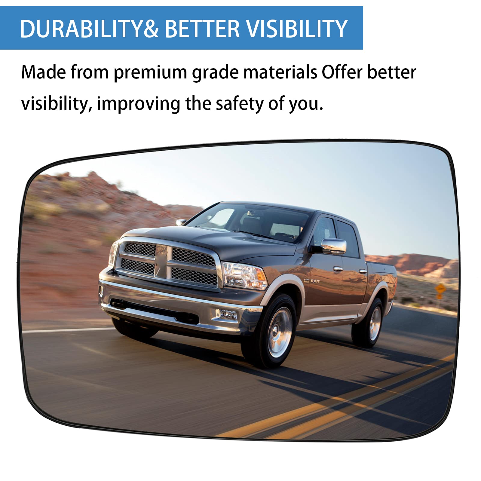 Yikesai snap-on heated mirror glass for quick Ram installation