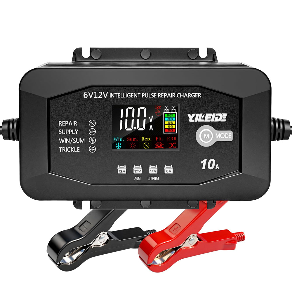 YILEIDE 10A charger front view showing fast charging capability.