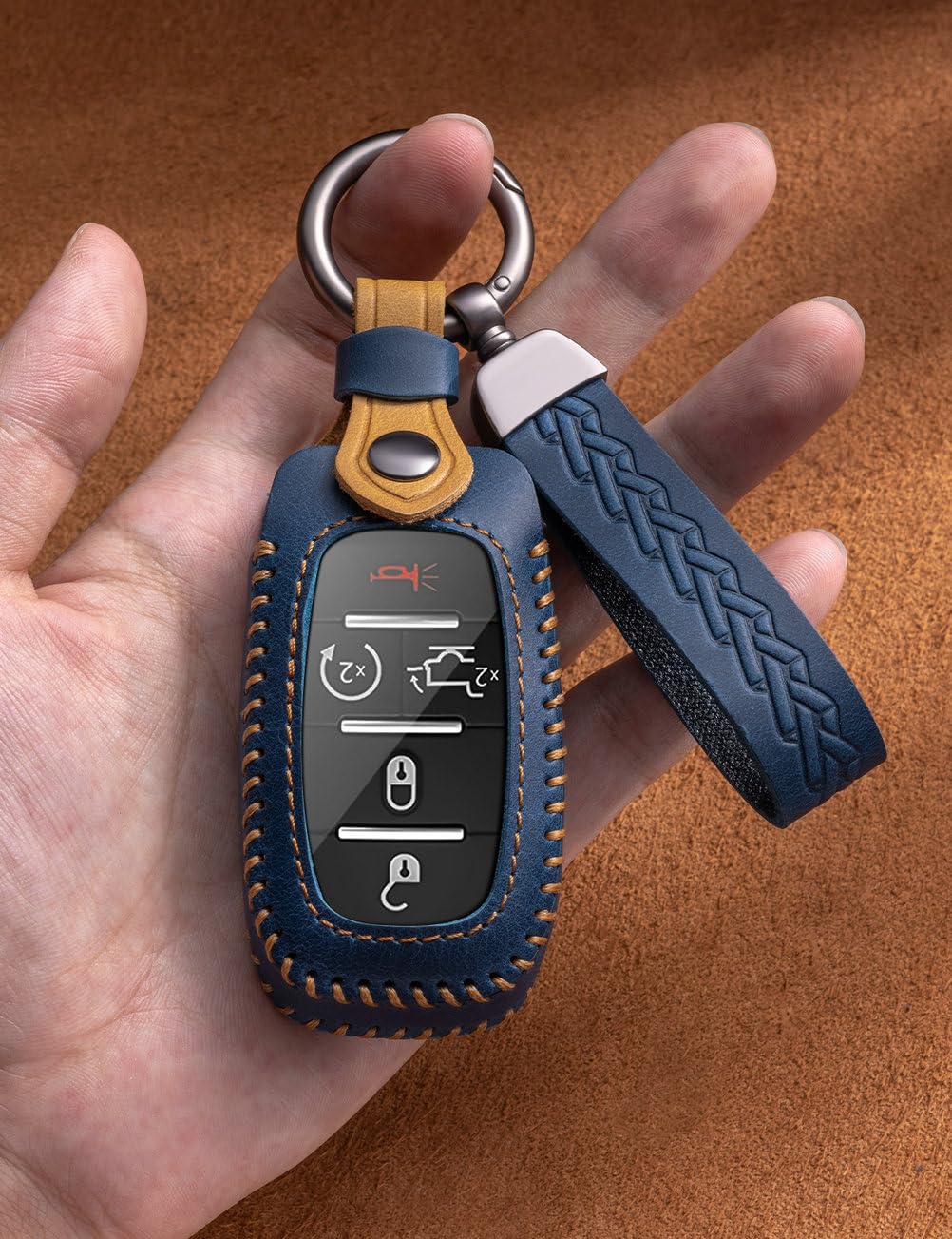 YINEOR Dodge Ram key fob cover with 1:1 fit for precise buttons.