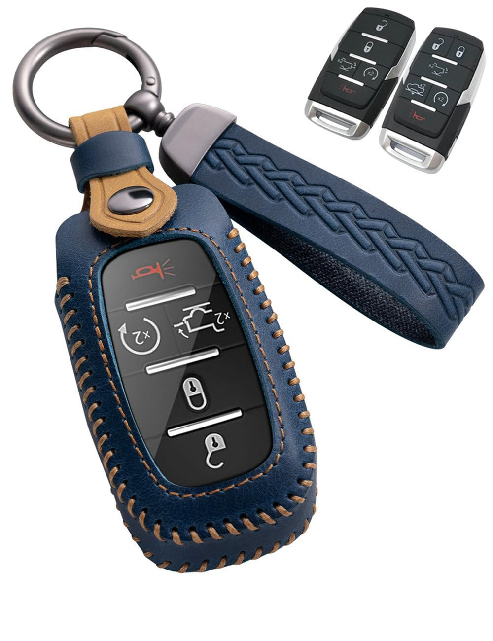 YINEOR Dodge Ram key fob cover in blue, protects against scratches.