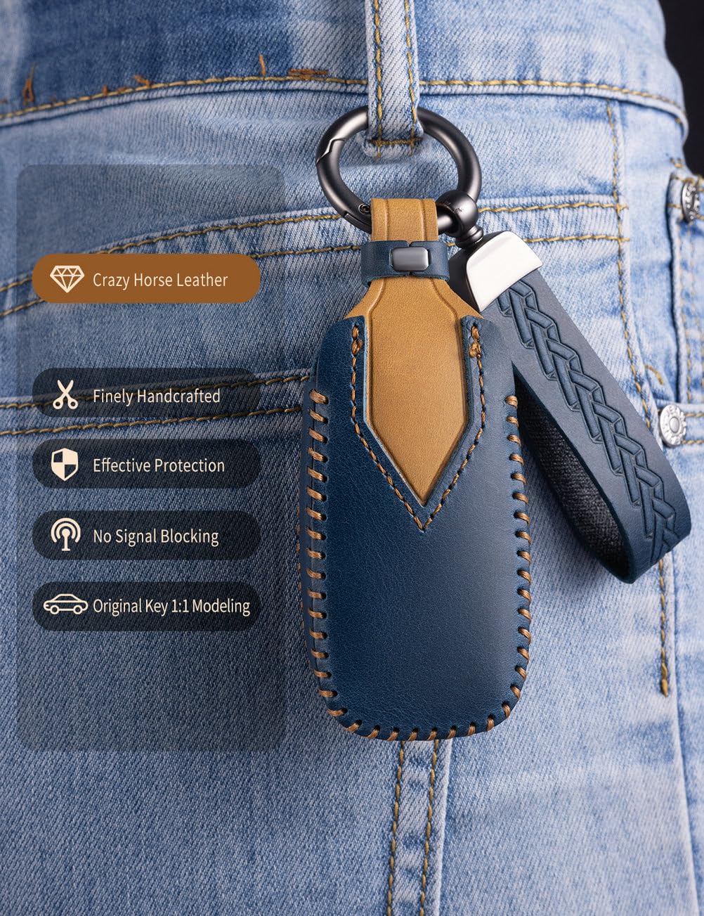 YINEOR Dodge Ram key fob cover demonstrates secure fit and grip.