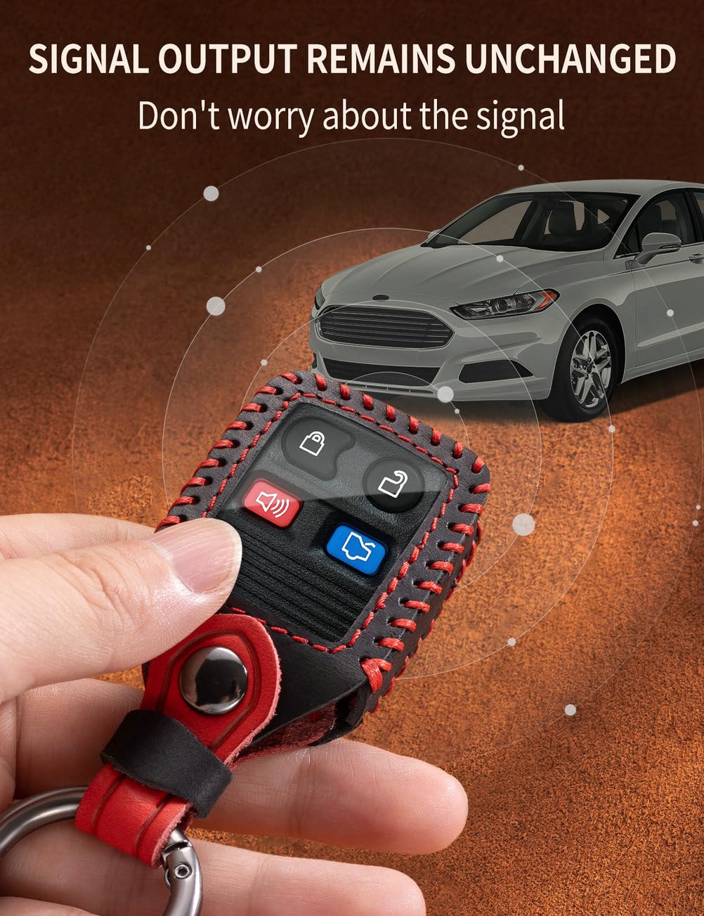 YINEOR leather key fob cover aligns with original key buttons for flawless operation.