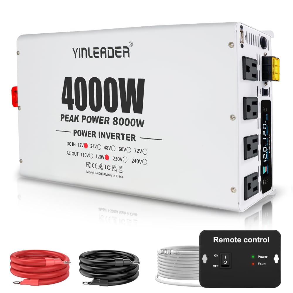 Yinleader 4000W inverter front panel with controls and indicators for easy monitoring