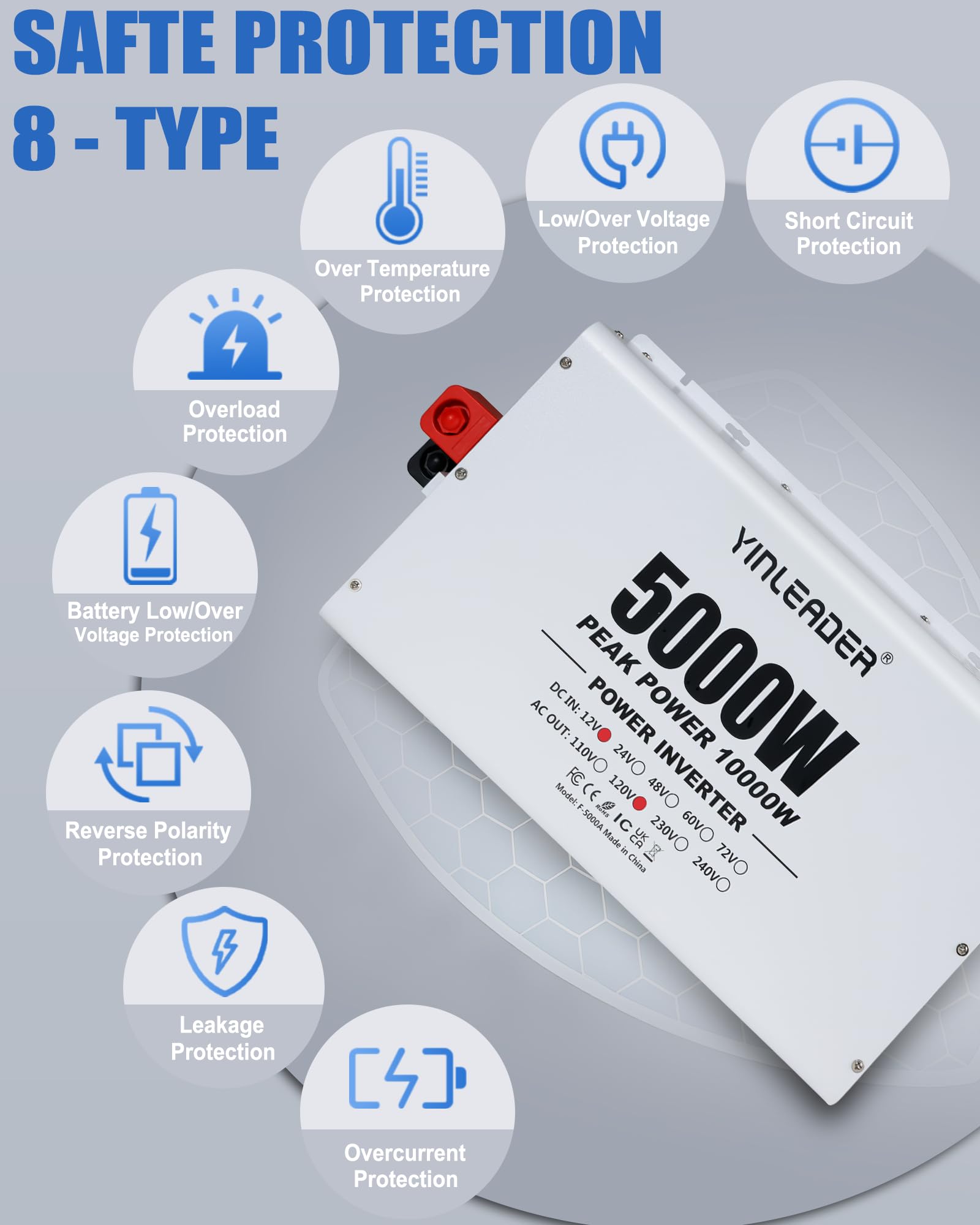 Yinleader 5000W inverter safety protections prevent unexpected shutdowns