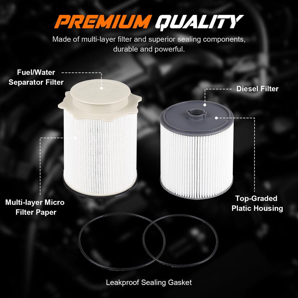 Yinlowa 6.7 Cummins kit showing front and rear filters for complete filtration