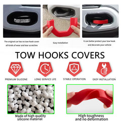 Close-up of Yinnianets red rubber tow hook cover showing texture and durability.