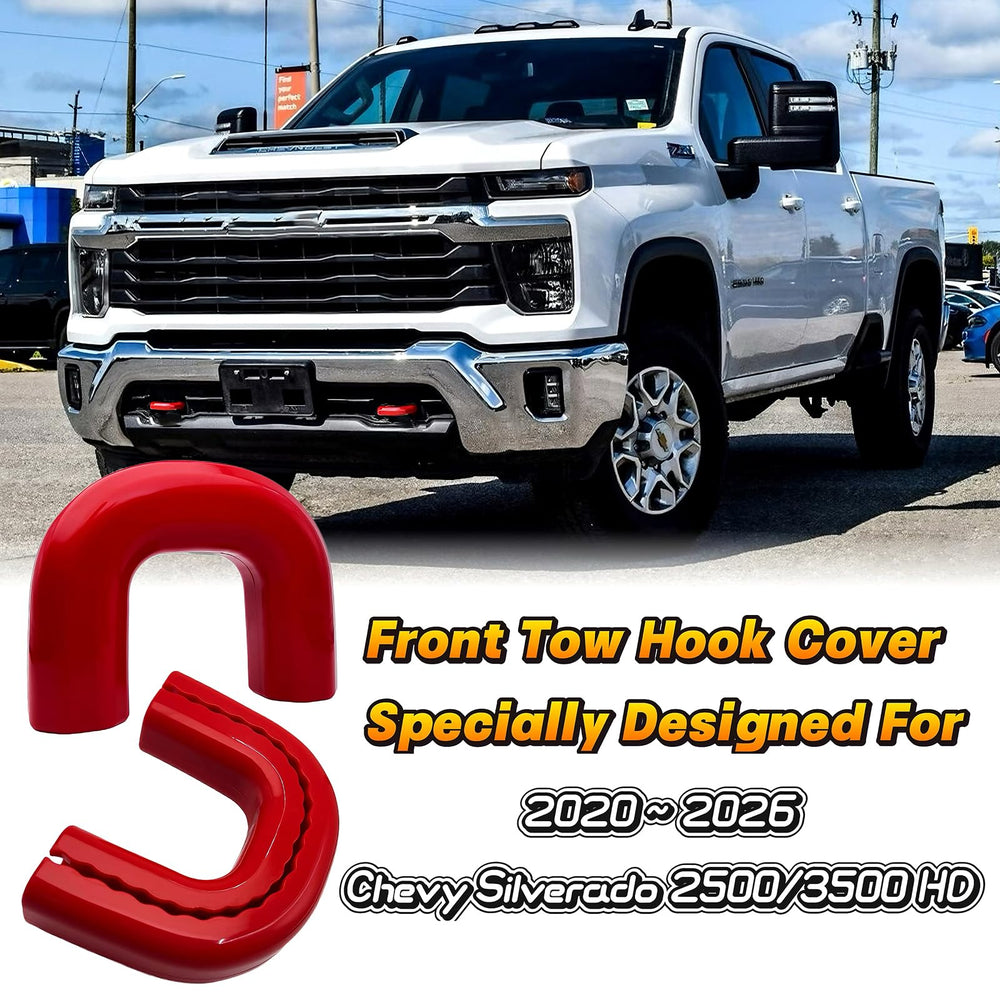 Yinnianets tow hook cover easy install for Silverado 2020-2026 in red