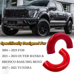 Yinnianets tow hook cover Ford F-150 side view red guards hooks from debris.