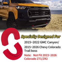 Yinnianets tow hook cover on GMC Canyon, front view, adds color and debris protection
