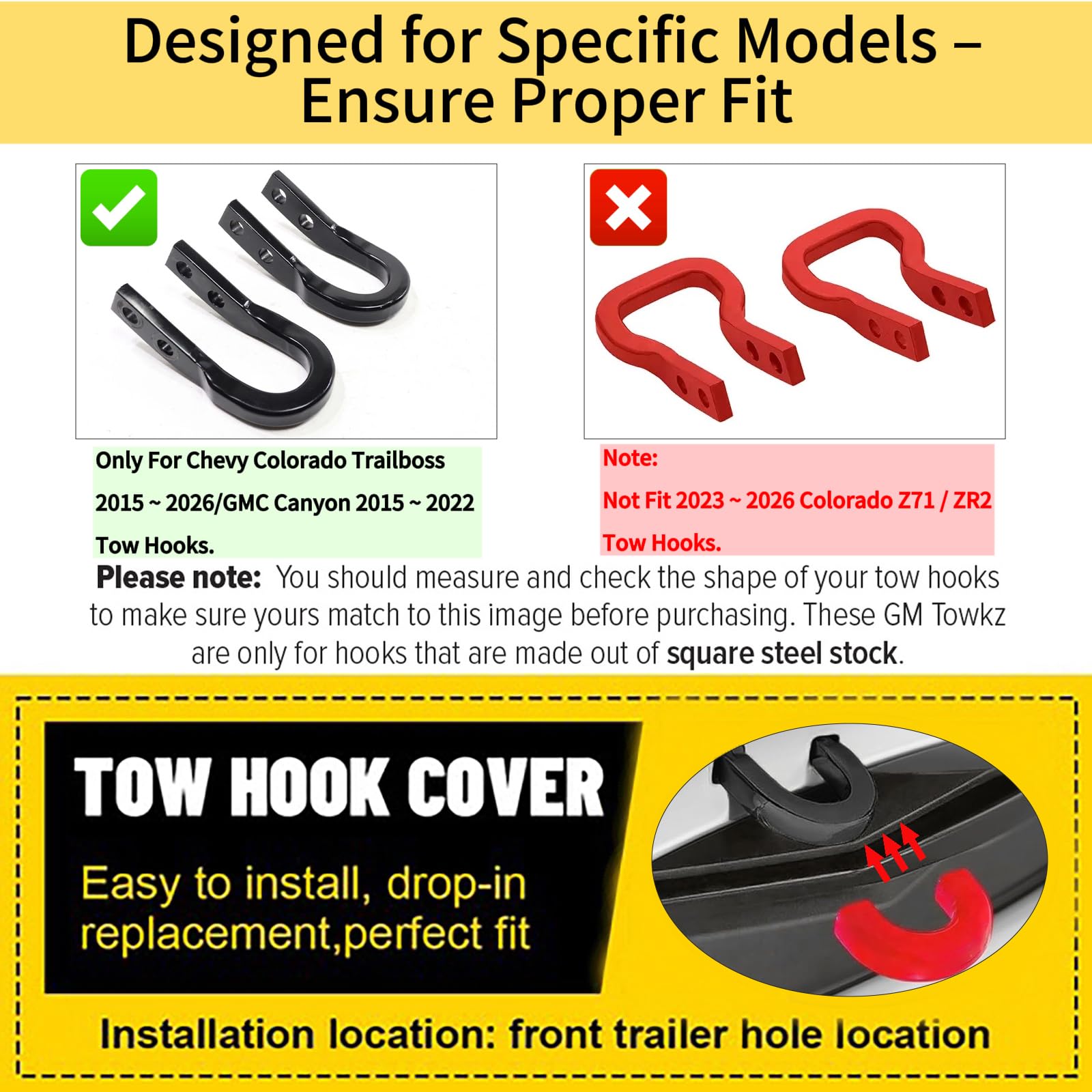 Yinnianets installation example, simple clip-on red tow hook cover