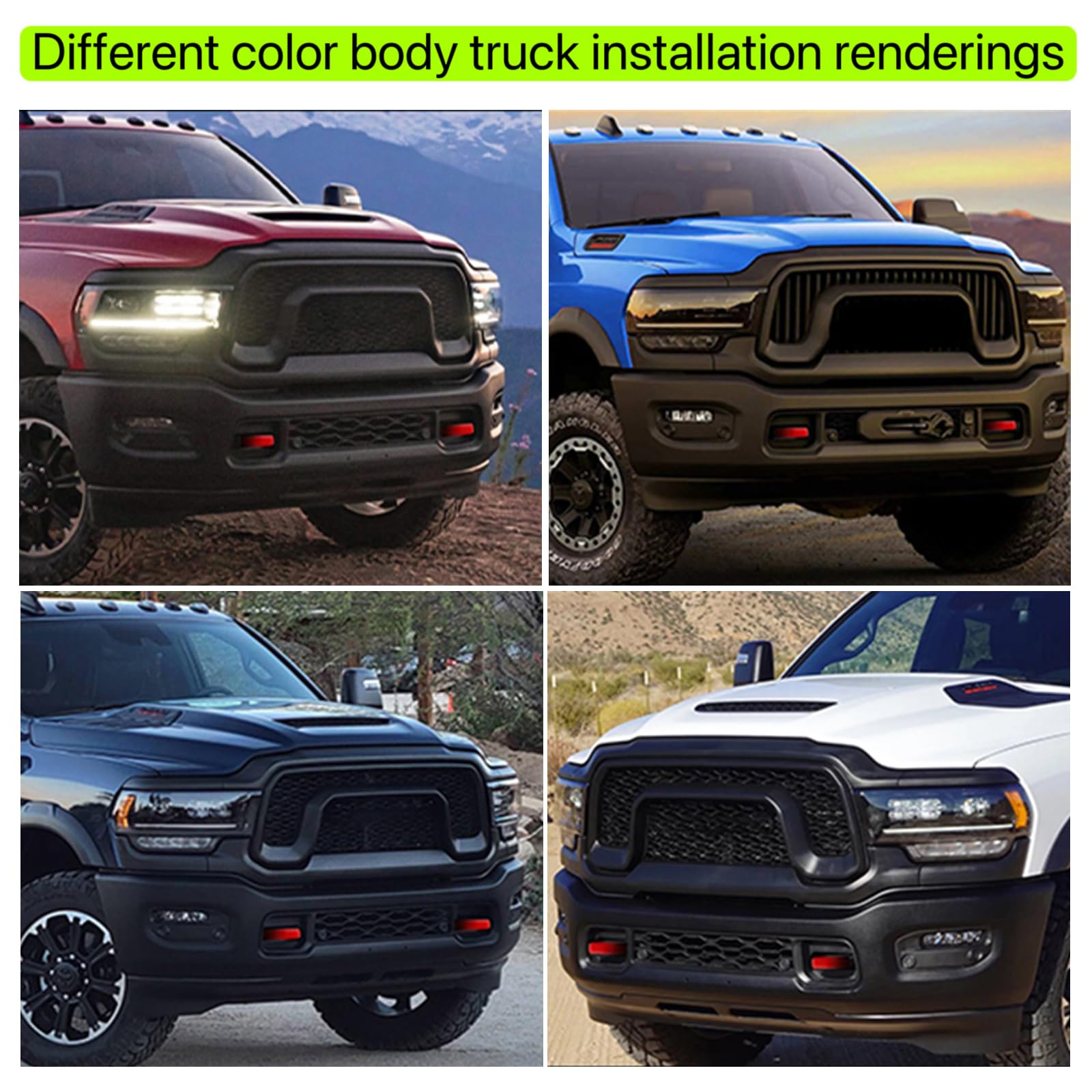 Yinnianets red tow hook cover on RAM front end with rugged look and protection
