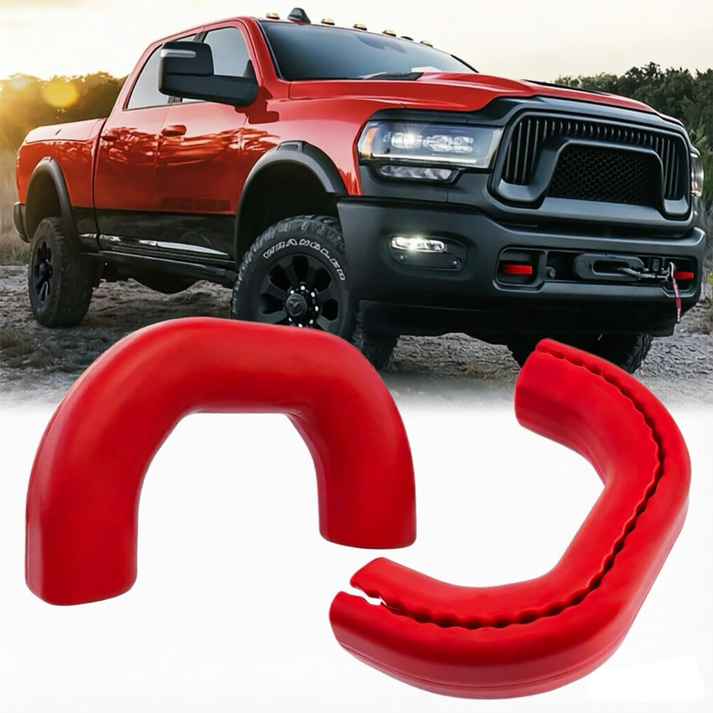 Yinnianets RAM 2500/3500 tow hook cover front view with red styling and protection