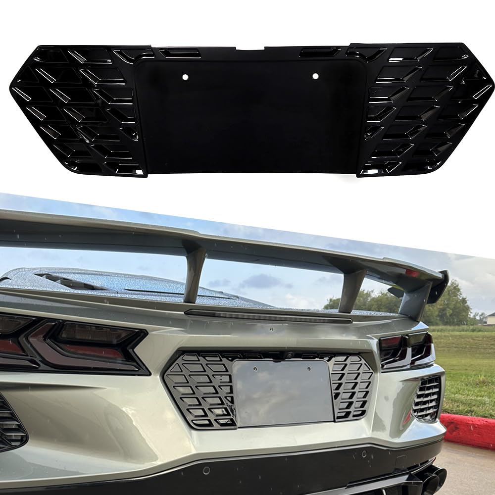 Yipmotiv rear license frame for Corvette C8 Style A enhances style and protects the plate.