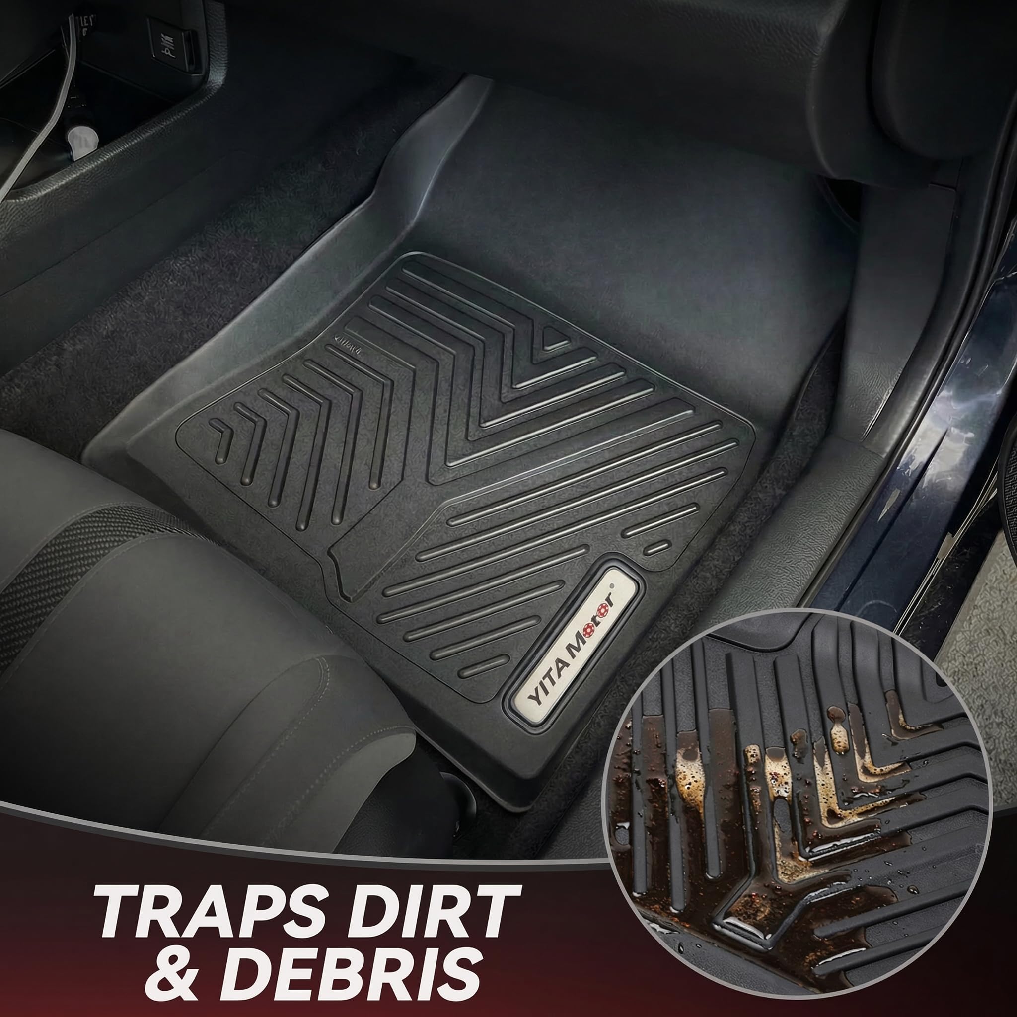 YITAMOTOR Civic all-weather mats withstand extremes and trap debris effectively