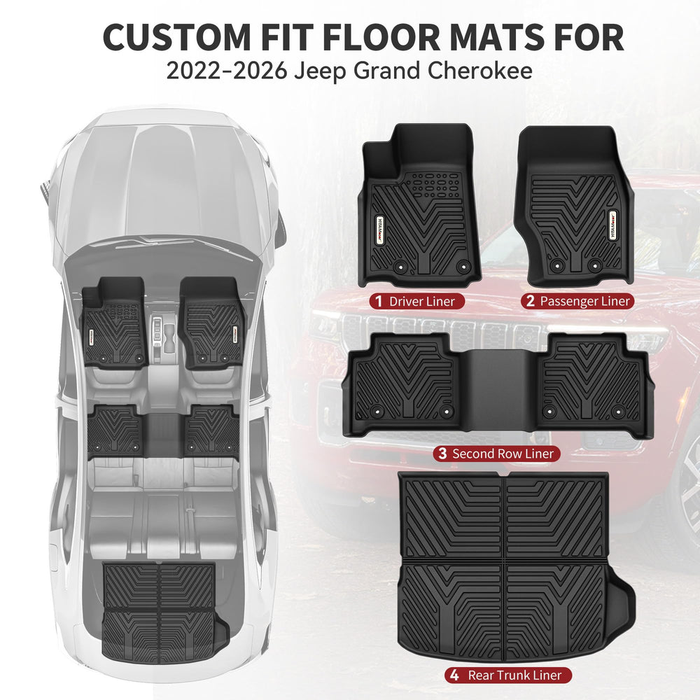 YITAMOTOR floor mats secured with clips for Grand Cherokee