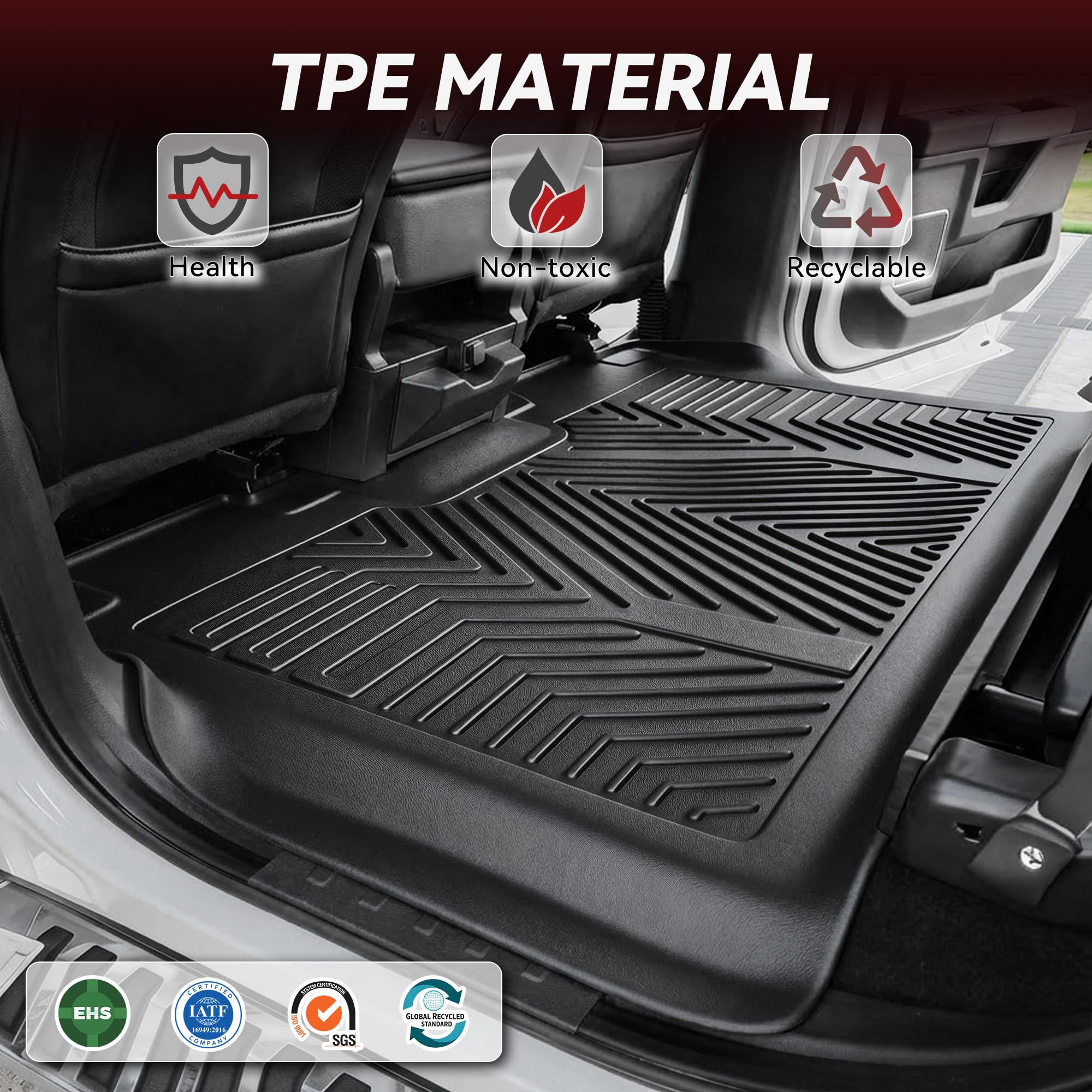 YITAMOTOR F-150 Lightning rear-area mats compatible with flat storage.