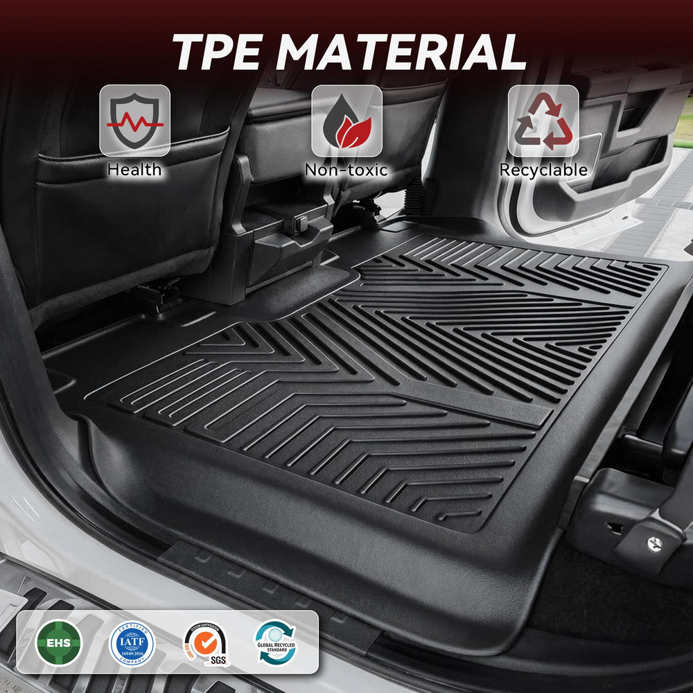 YITAMOTOR F-150 Lightning rear-area mats compatible with flat storage.