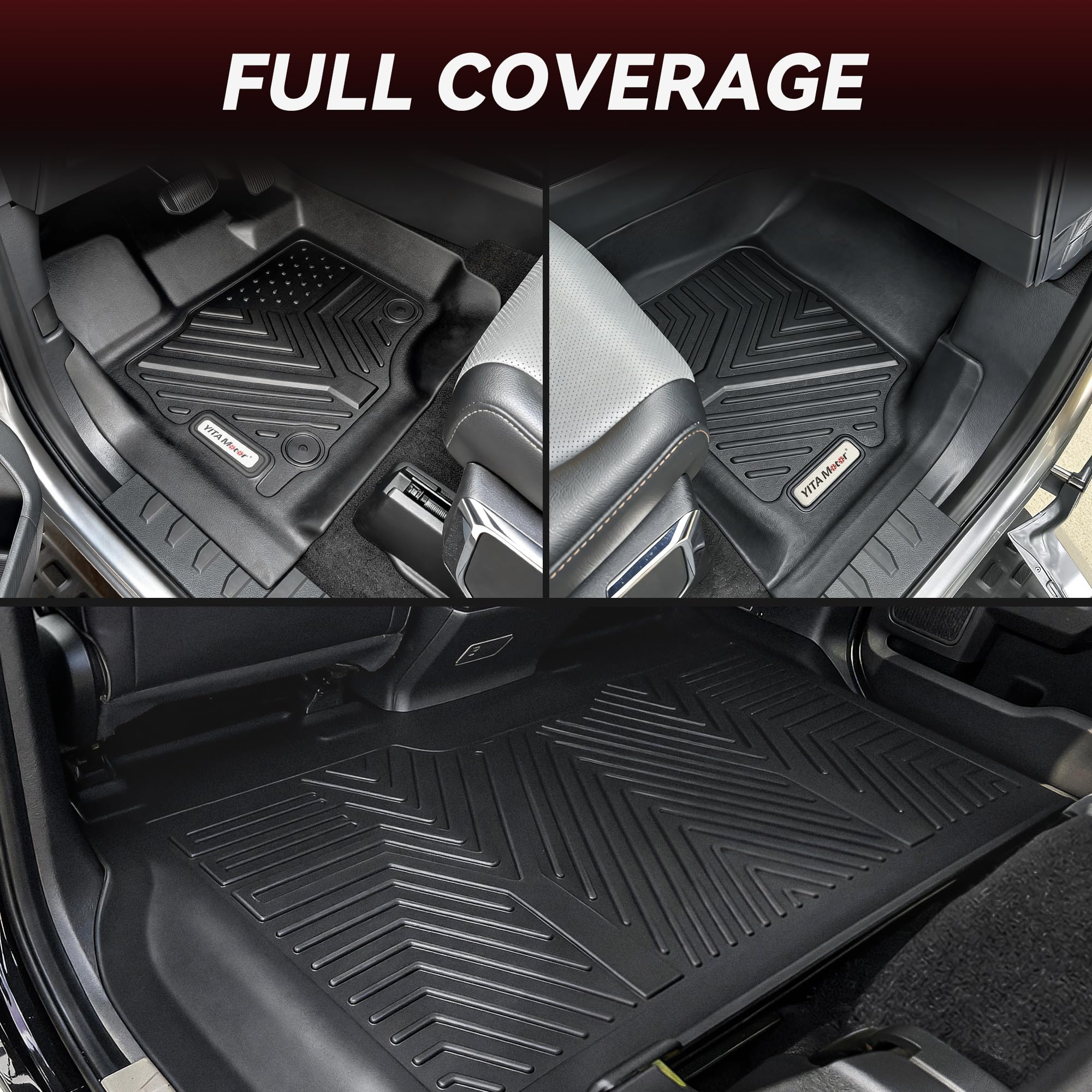 YITAMOTOR F-150 mats with raised edges to trap spills and dirt.