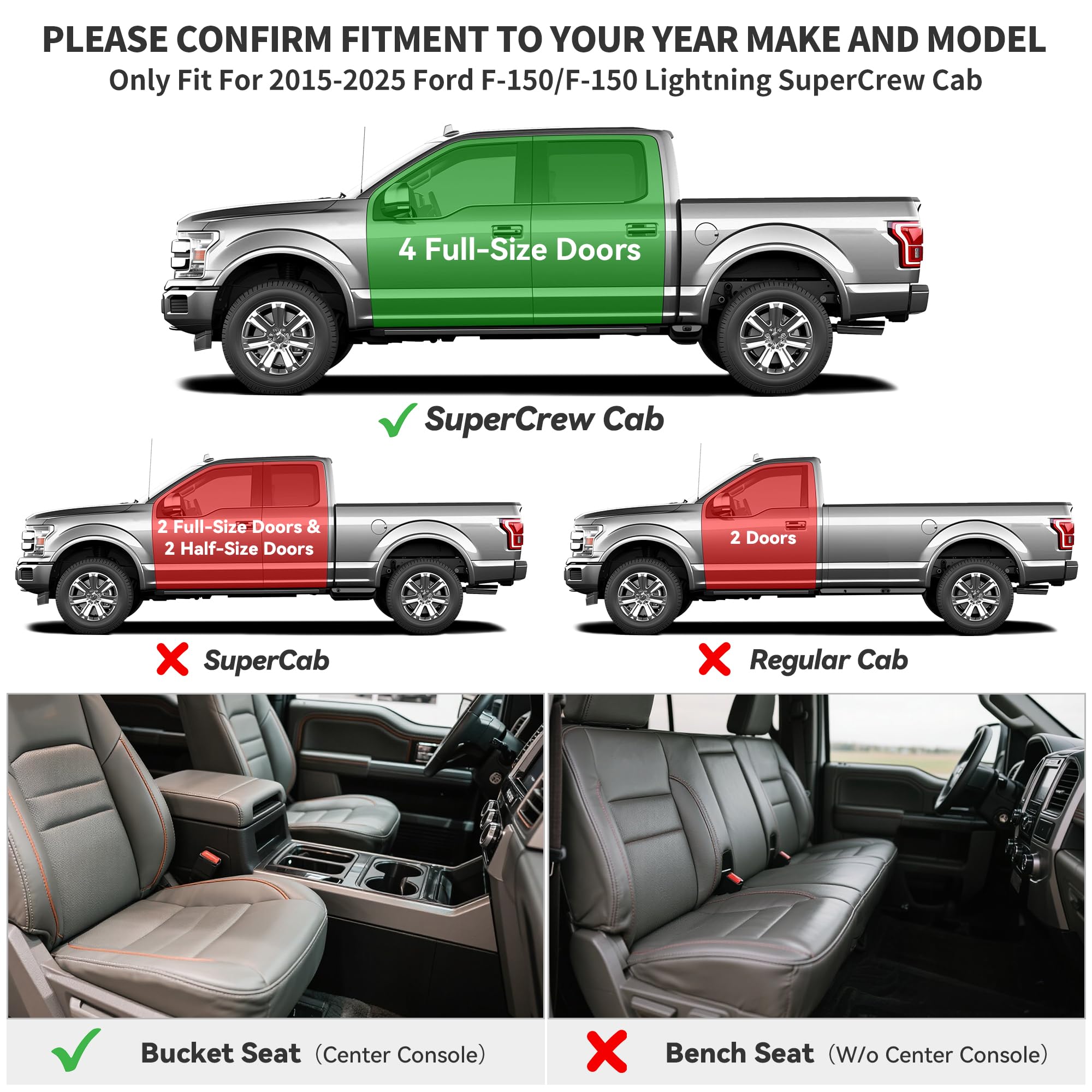 YITAMOTOR Ford F-150 second-row mats offer full coverage and easy cleaning.