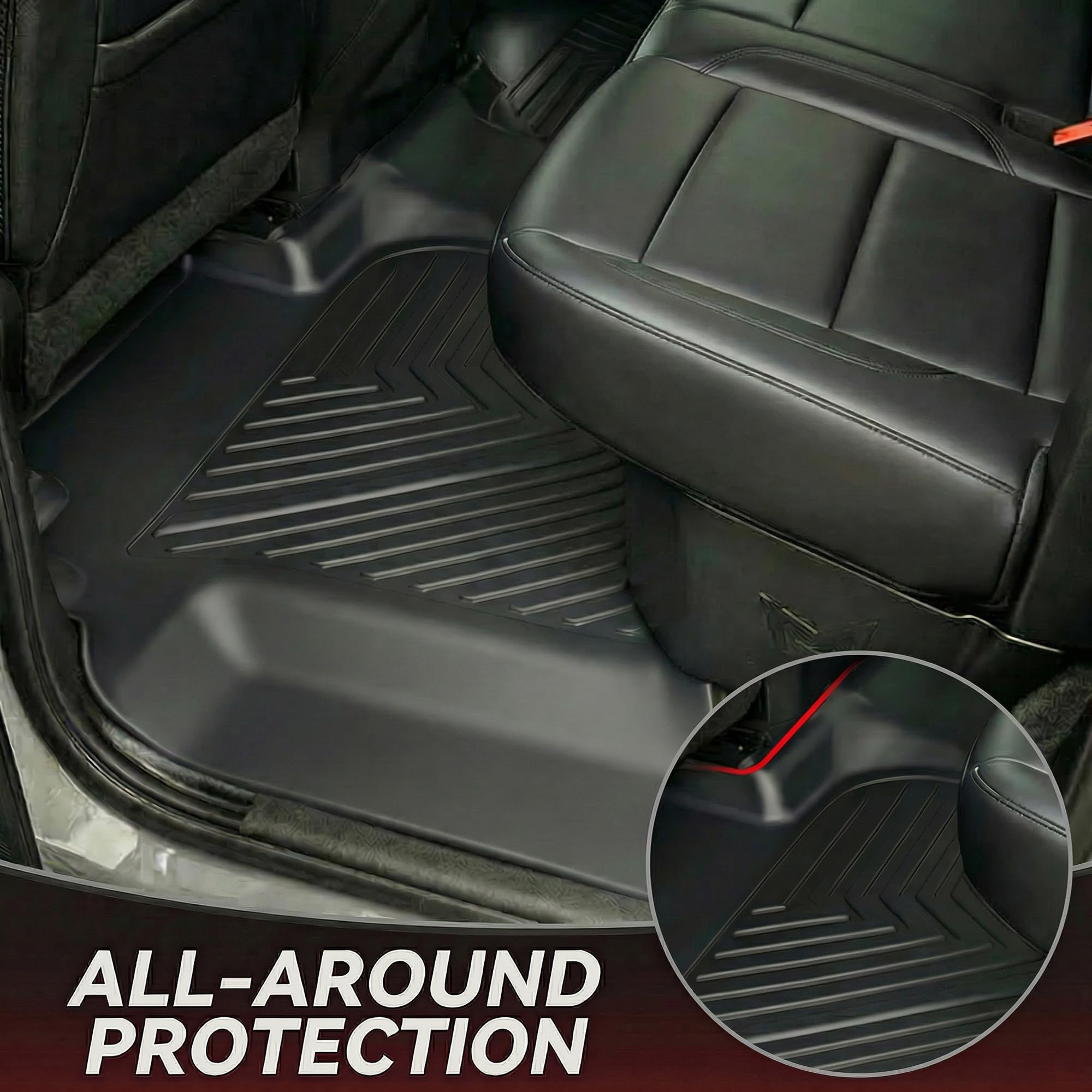YITAMOTOR edge-to-edge mats ensure secure fit with anti-slip clips during turns.