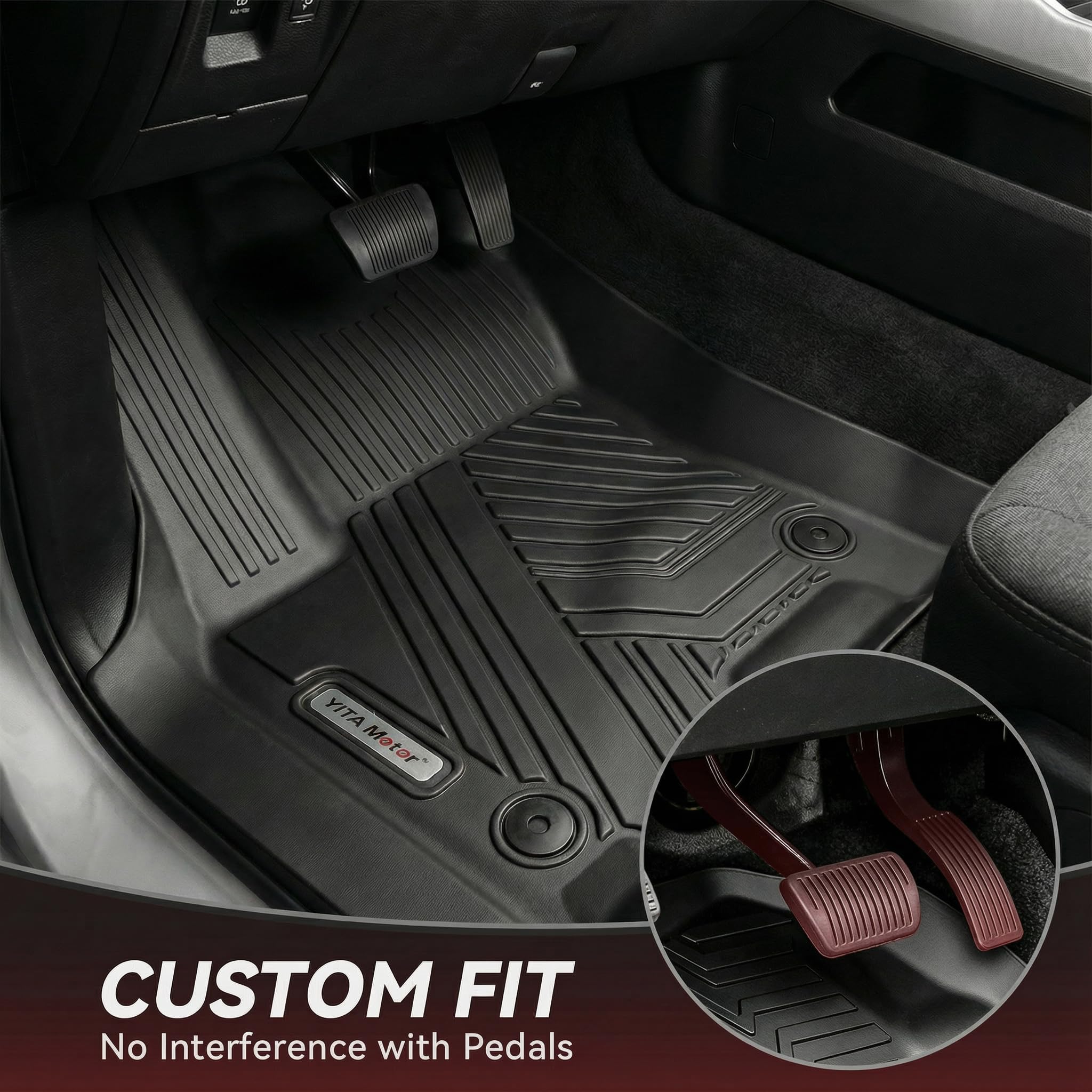 YITAMOTOR RAM 1500 channel-design mats guide liquids away for easy cleanup.