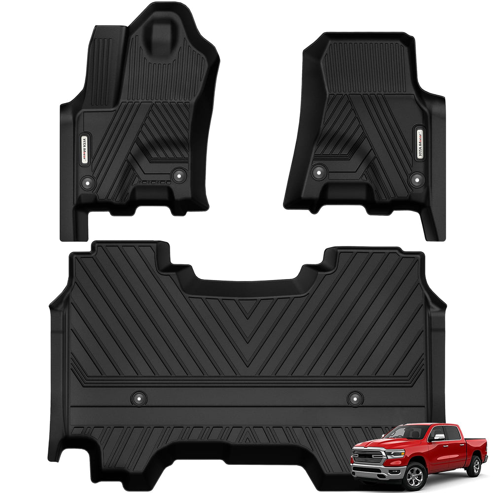 YITAMOTOR RAM 1500 front-row floor mats with full-fit design protect carpets from spills.