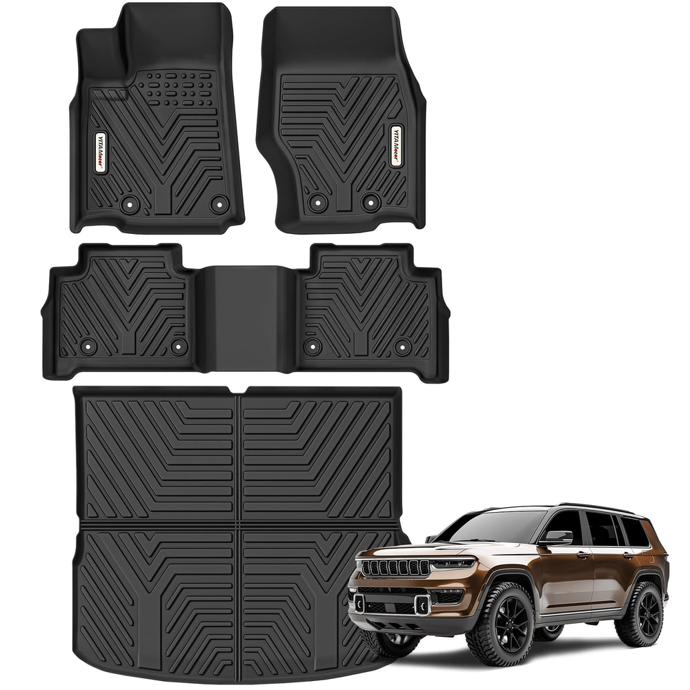YITAMOTOR floor mats for Jeep Grand Cherokee front view with edge-to-edge protection