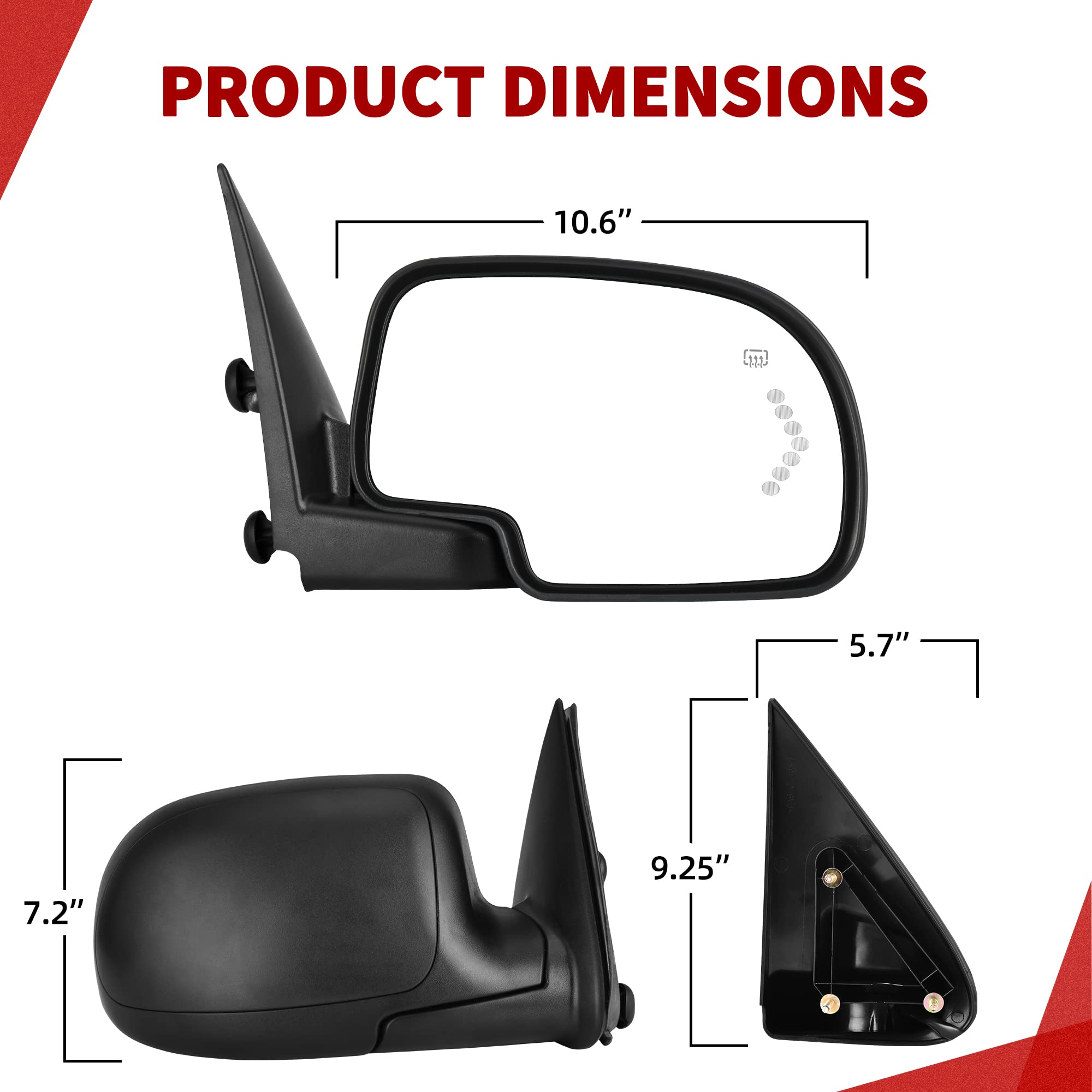 YITAMOTOR towing mirror pair fits multiple GM trucks from 03-07.