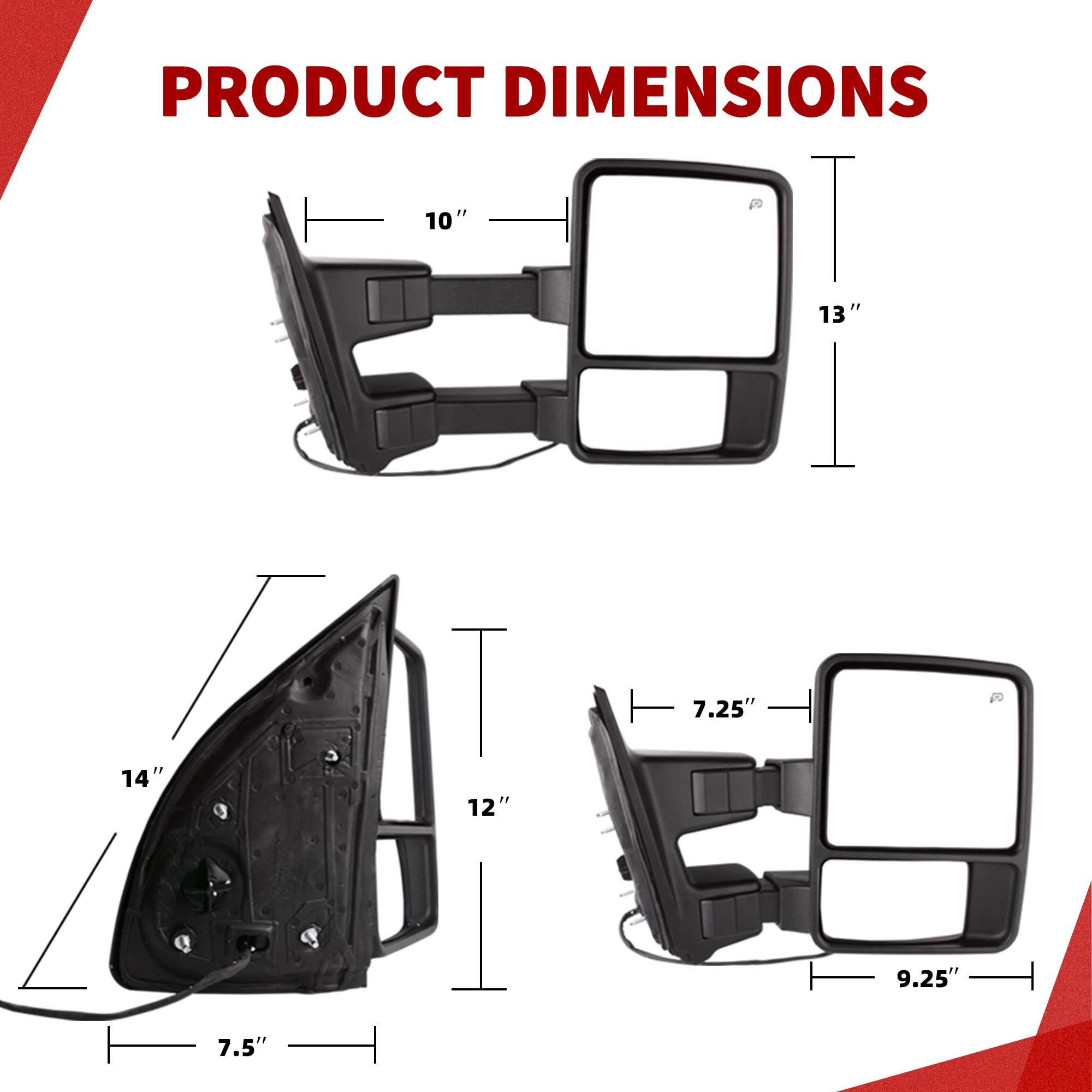 YITAMOTOR smoke-finish towing mirrors deliver a sleek look with glare reduction