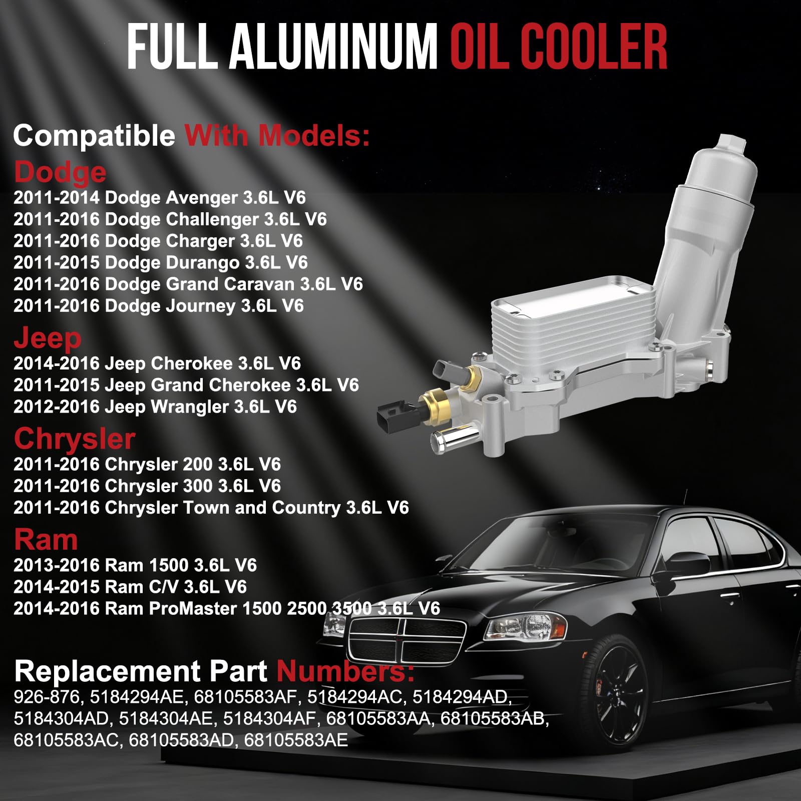 YITHSWAY oil cooler kit components layout for easy installation and quick verification.