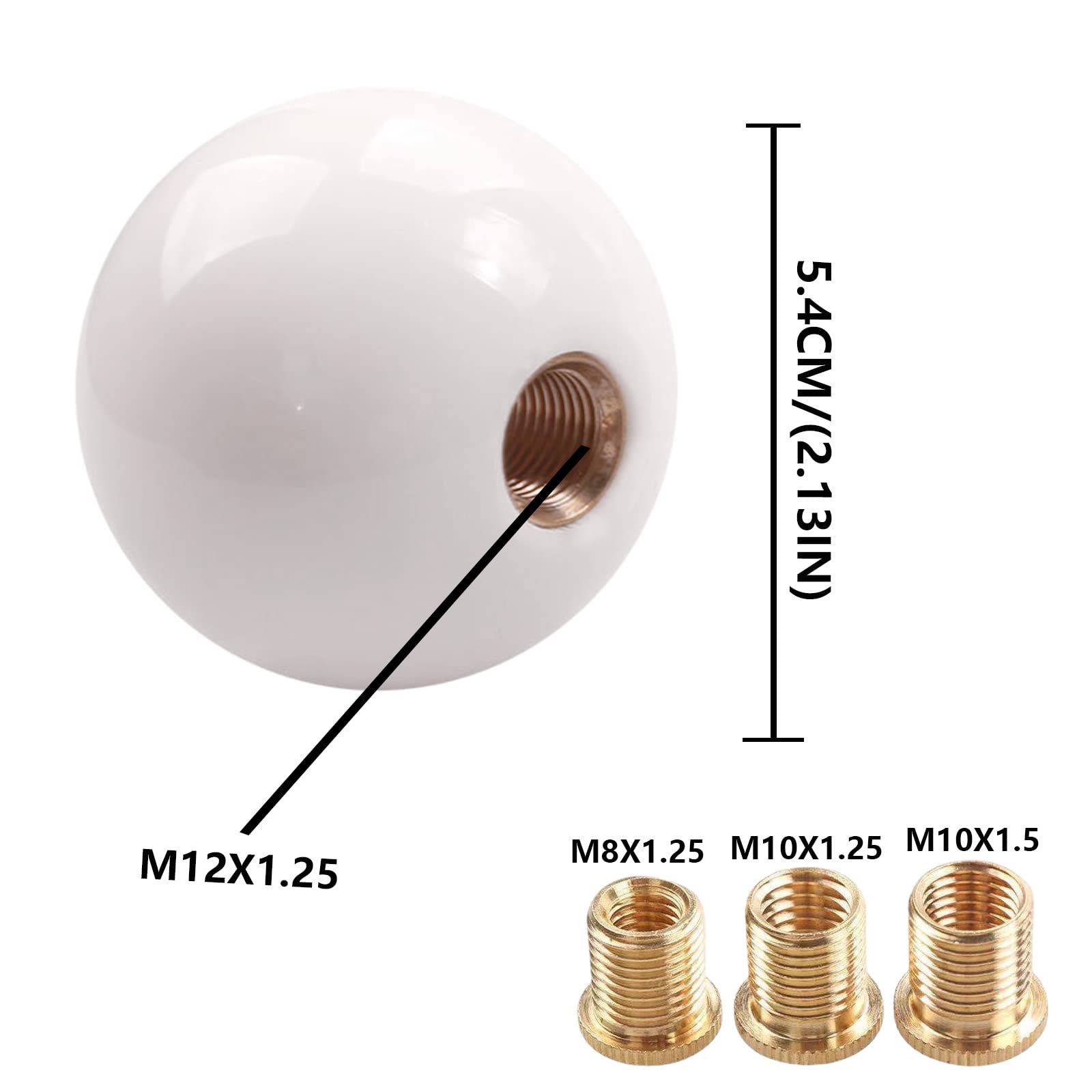 YIUIY pure white round ball shift knob side view for ergonomic shifting