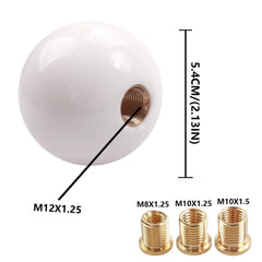 YIUIY pure white round ball shift knob side view for ergonomic shifting