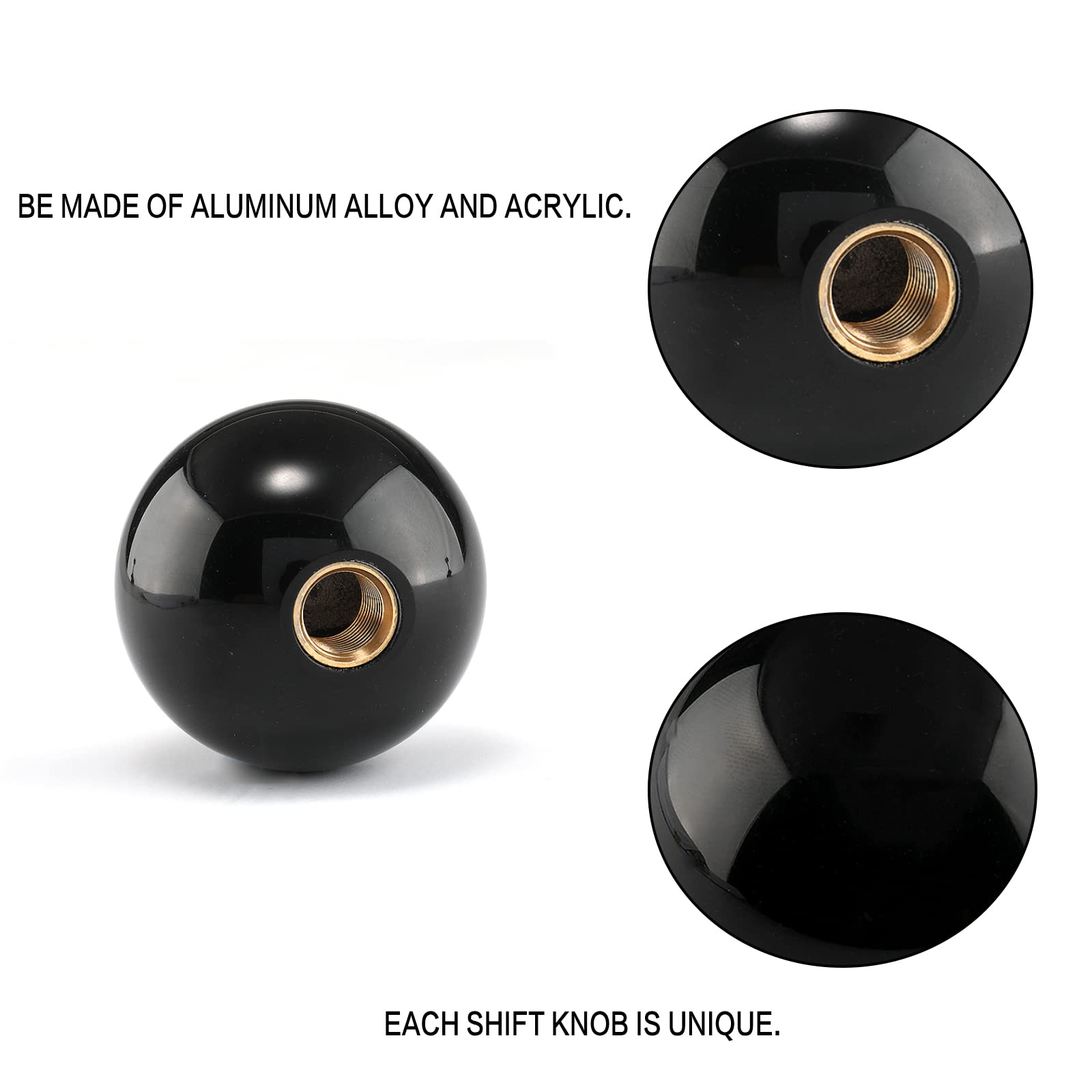 YIUIY Round Ball Shift Knob dimensions and M12 thread shown