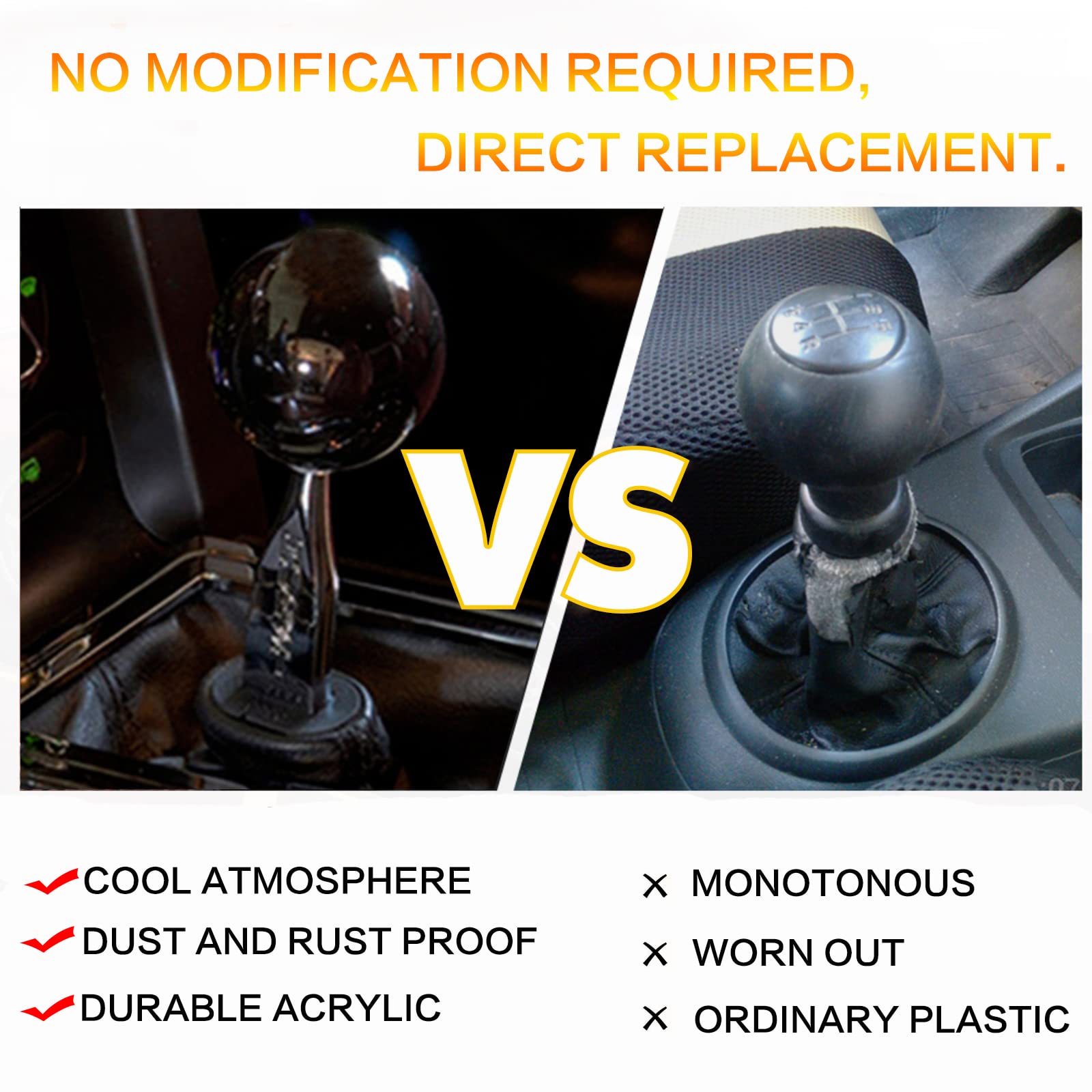 YIUIY Round Ball Shift Knob universal fit for manual and automatic transmissions
