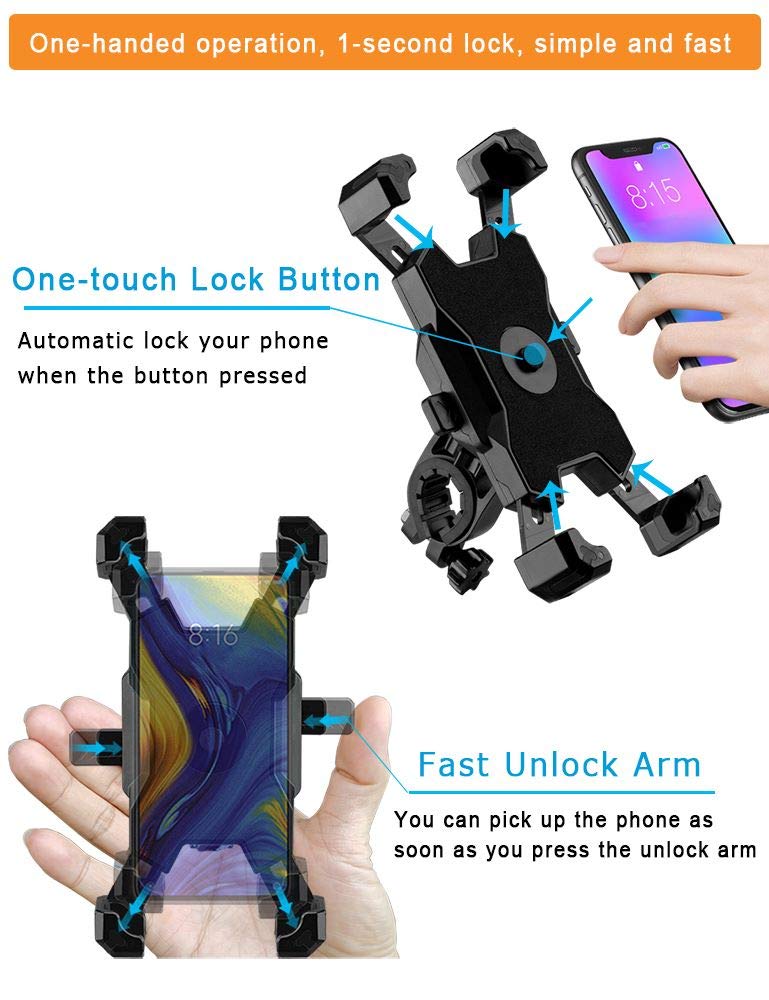 YIUJEFDA bike mount sturdy clamp secures phone on rough roads