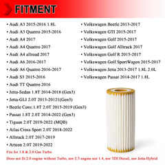 Compatibility chart for VW and Audi models with HU6013Z filter
