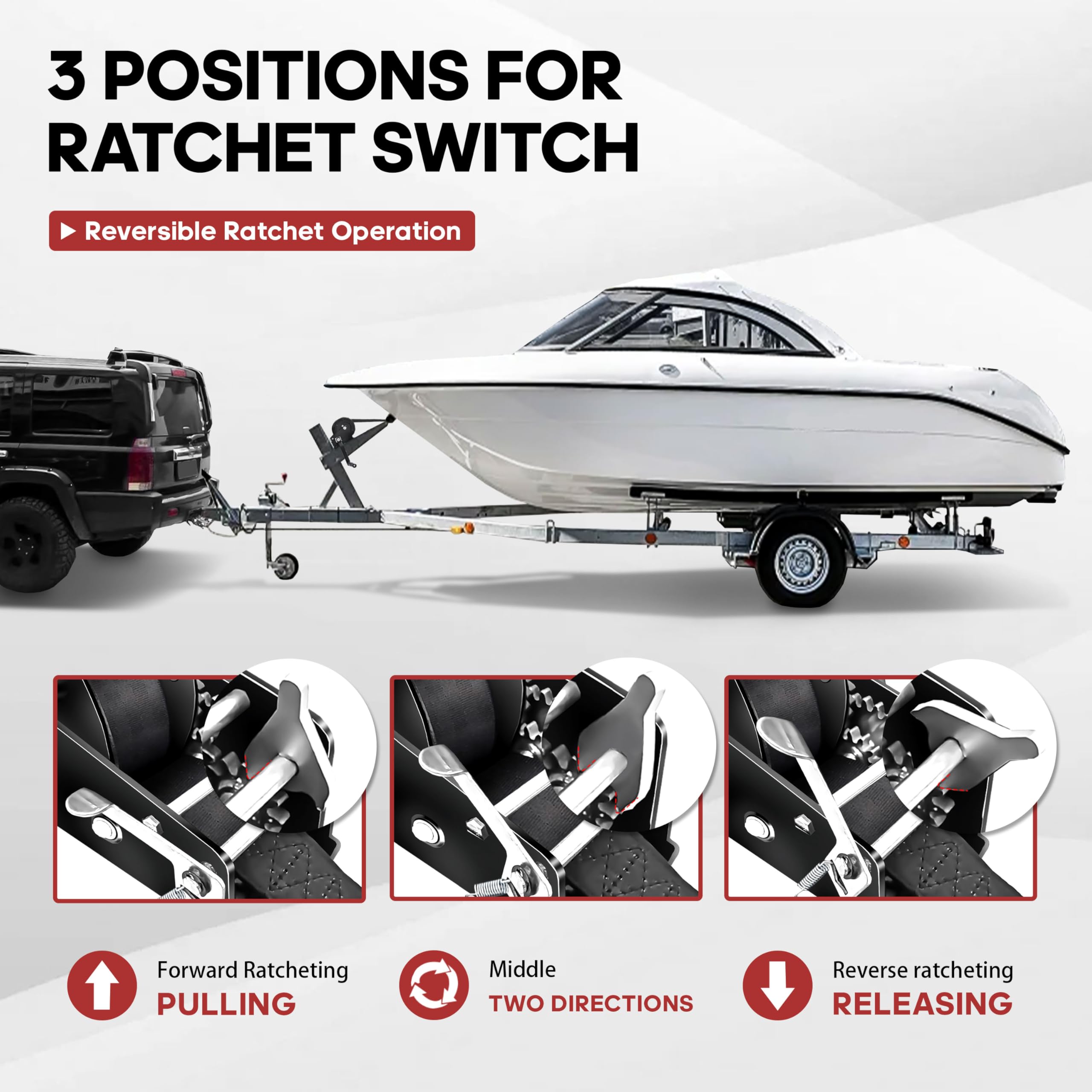 YIYITOOLS 32ft marine strap keeps heavy loads secure during towing.
