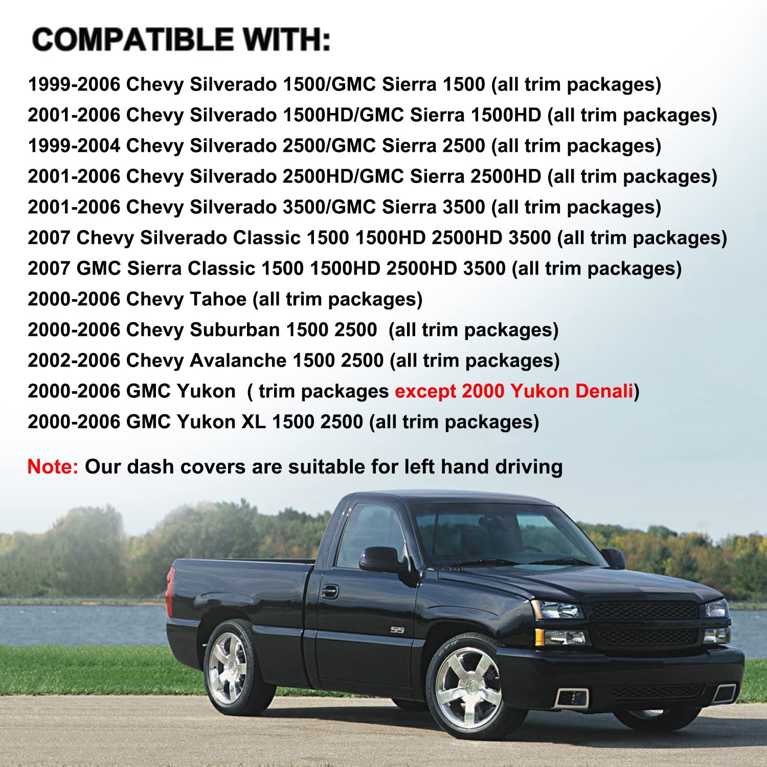 Yiz dash cover for 2000-2006 Chevy Tahoe/Suburban guards the dash and glare.