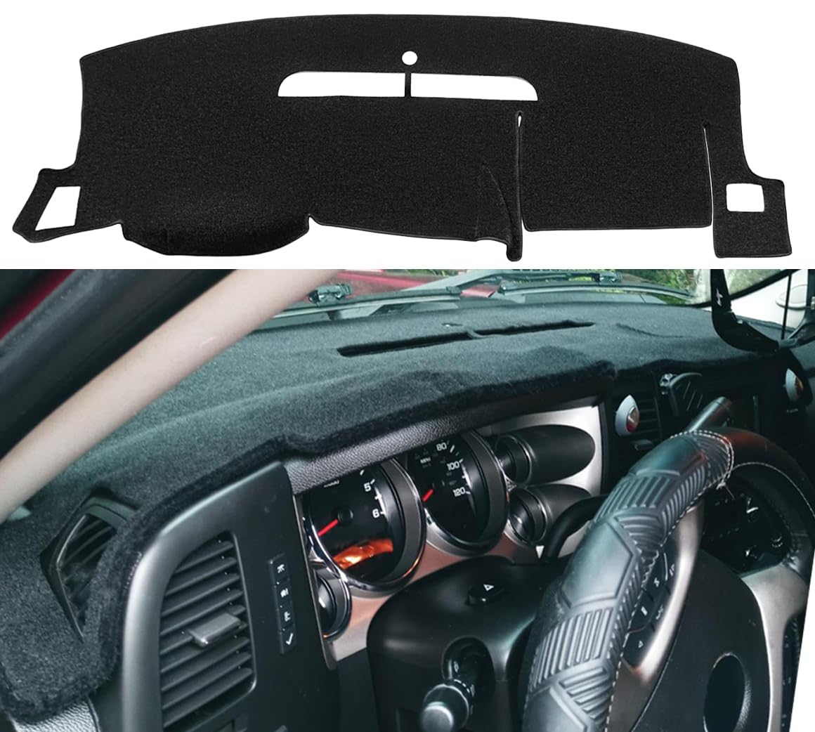 YIZ dash cover installed on Chevy Silverado 2007 2013 protects dash from sun