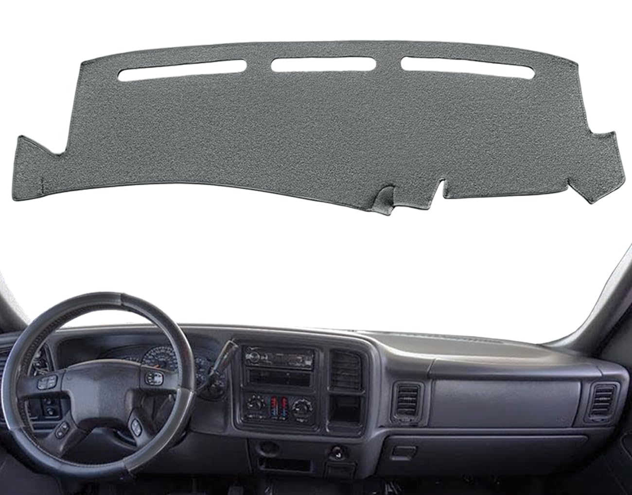 Yiz dash cover on 2000–2006 Tahoe/Suburban dashboard protecting from sun while vents remain accessible.