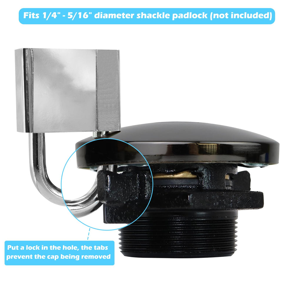 Inner gasket seals tightly to minimize leaks and vapor venting.