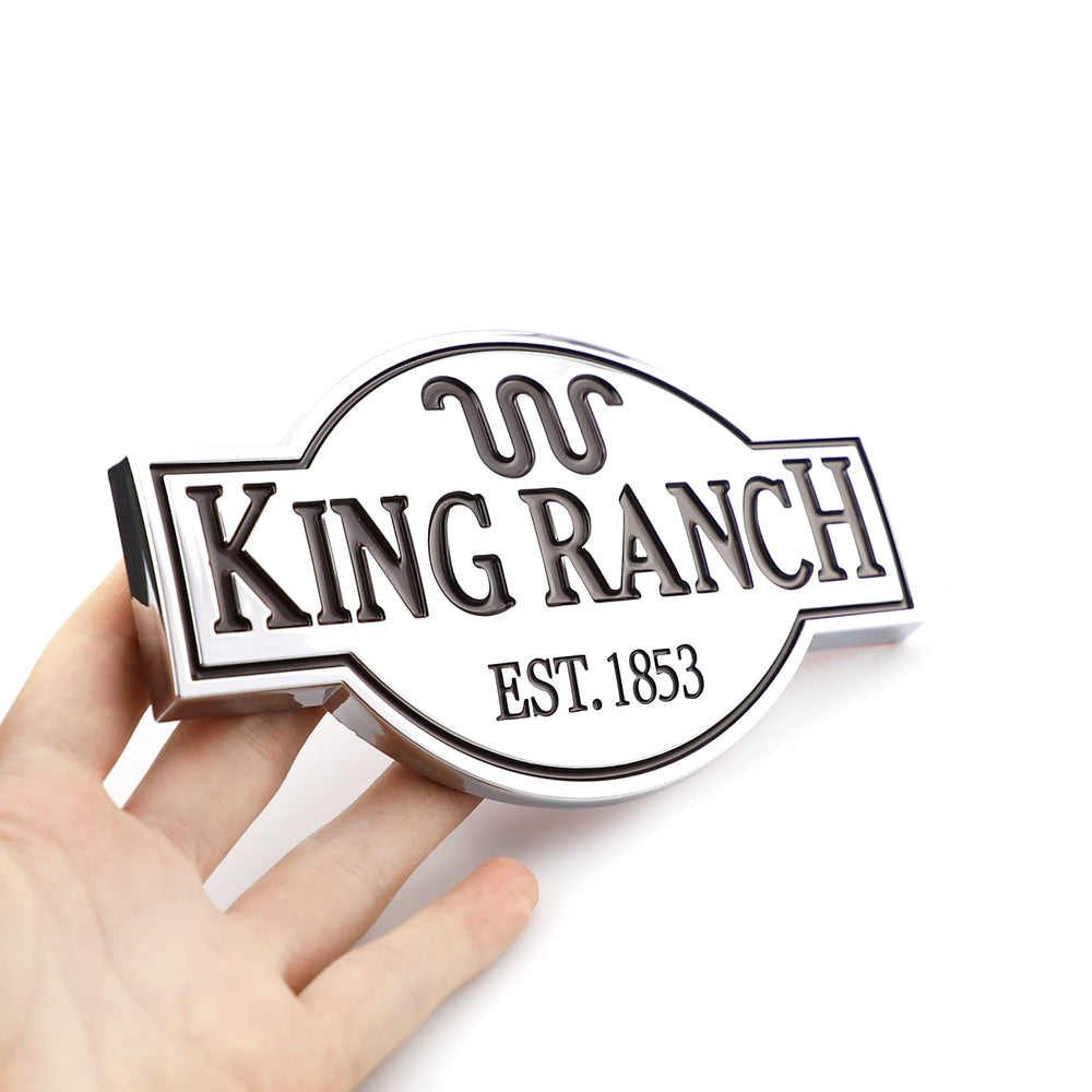 YKKCOOEWQ King Ranch Emblem rear view with silver finish on truck
