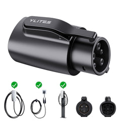 YLITES Tesla to J1772 adapter in-use showing universal charging access on the road