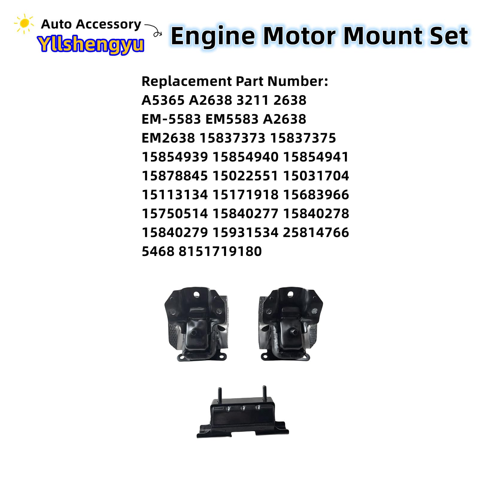 Yllshengyu 3-piece mount kit contents with three mounts