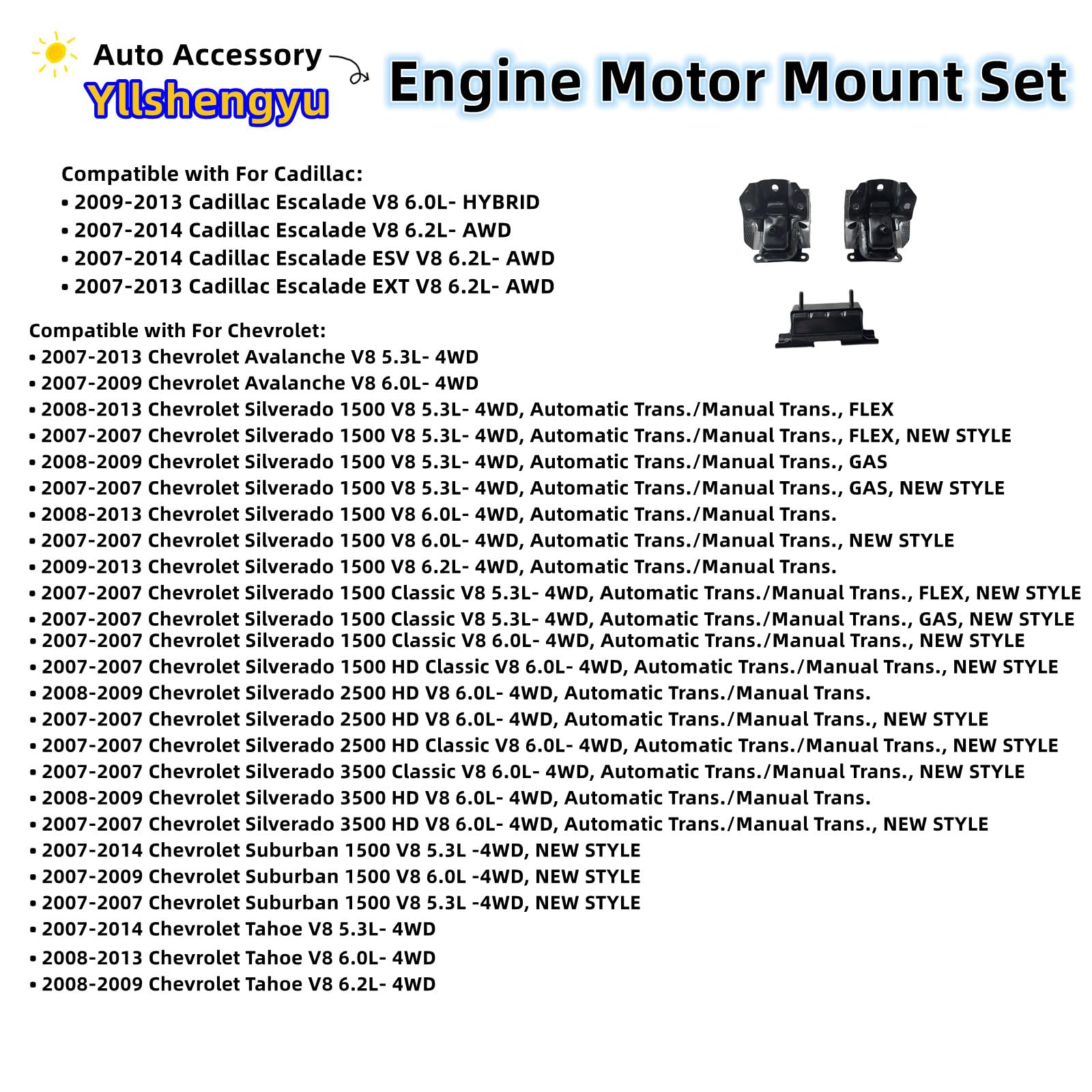 Yllshengyu front-right engine motor mount for improved stability during acceleration